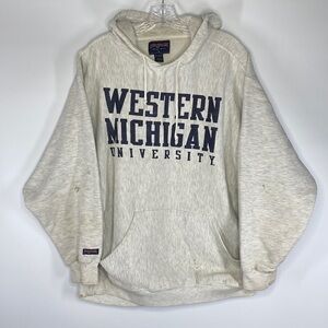 Vintage Jansport Cross Grain Western Michigan  University Hood Sweatshirt Large